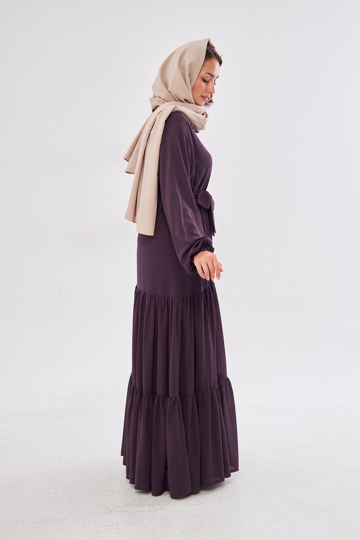 Raven Ruffled Hem Dress with Belt