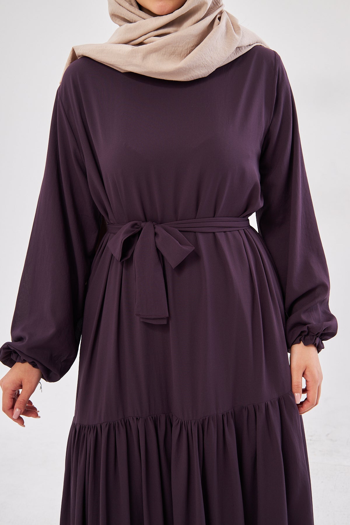 Raven Ruffled Hem Dress with Belt