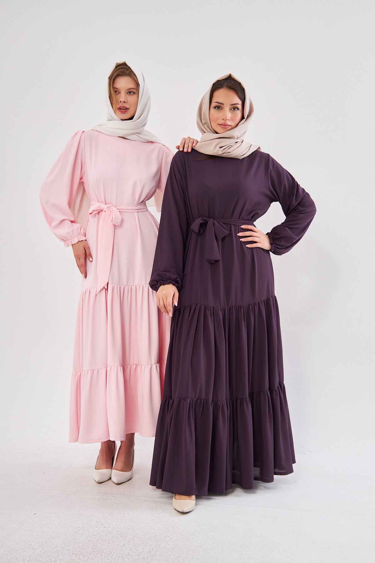 Raven Ruffled Hem Dress with Belt