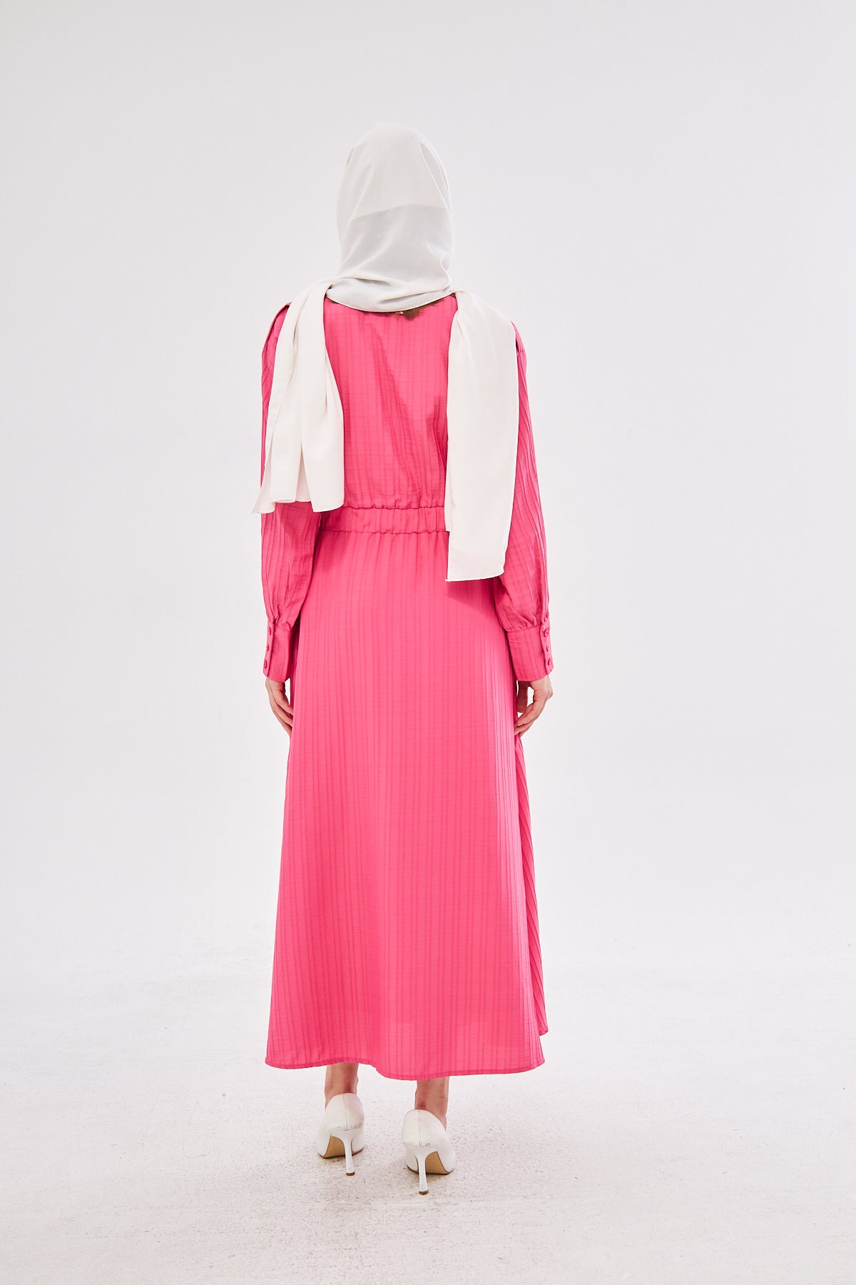 Fuchsia Button Dress With Pockets
