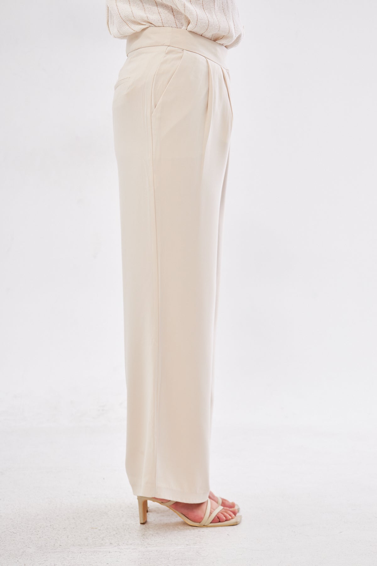 Lucy High Rise Flared Business Pants- Beige