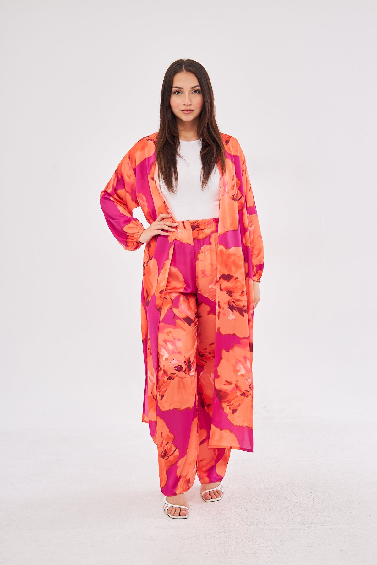 Hana All Over Floral Print Coat and Pants Set