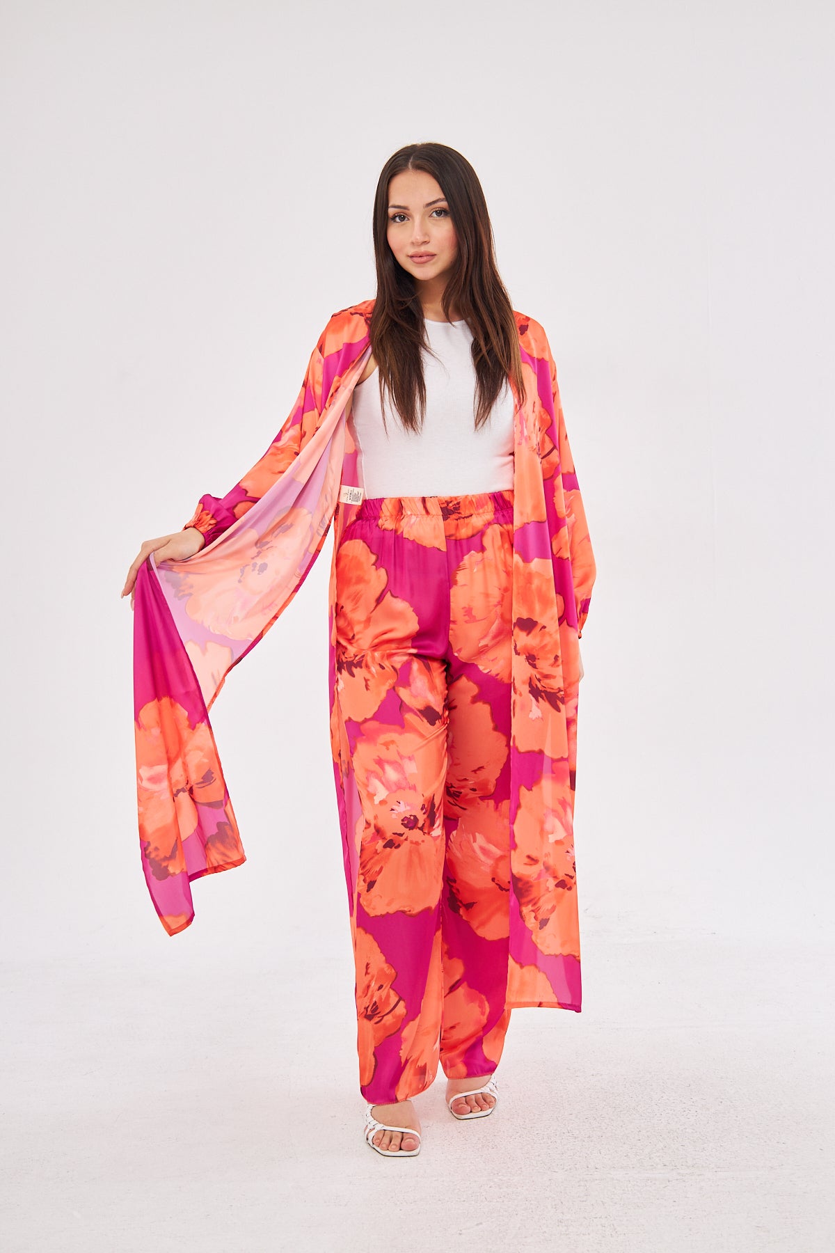 Hana All Over Floral Print Coat and Pants Set