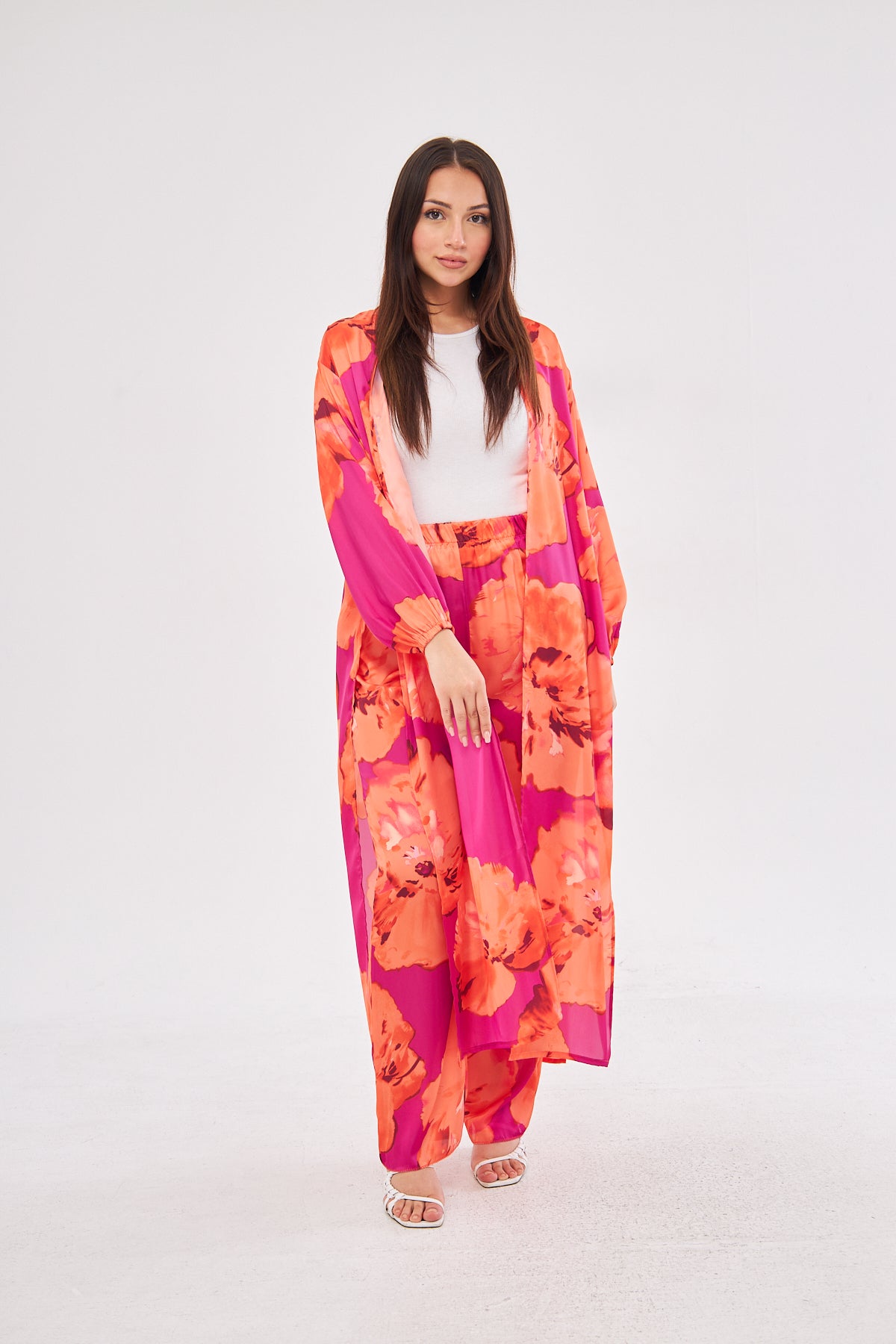 Hana All Over Floral Print Coat and Pants Set