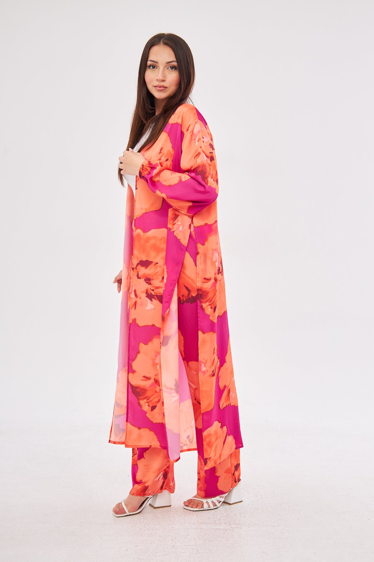 Hana All Over Floral Print Coat and Pants Set