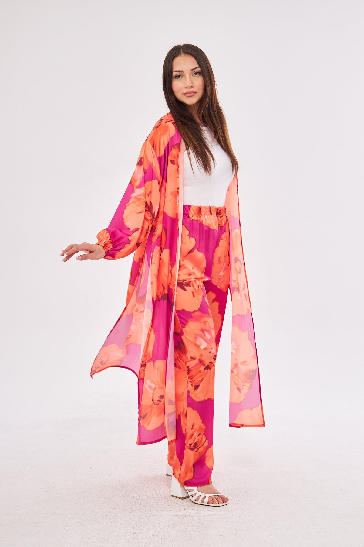 Hana All Over Floral Print Coat and Pants Set