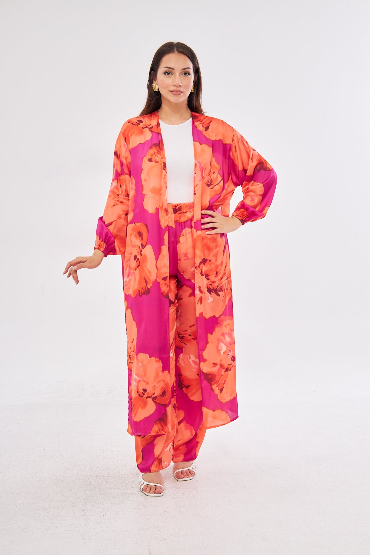 Hana All Over Floral Print Coat and Pants Set