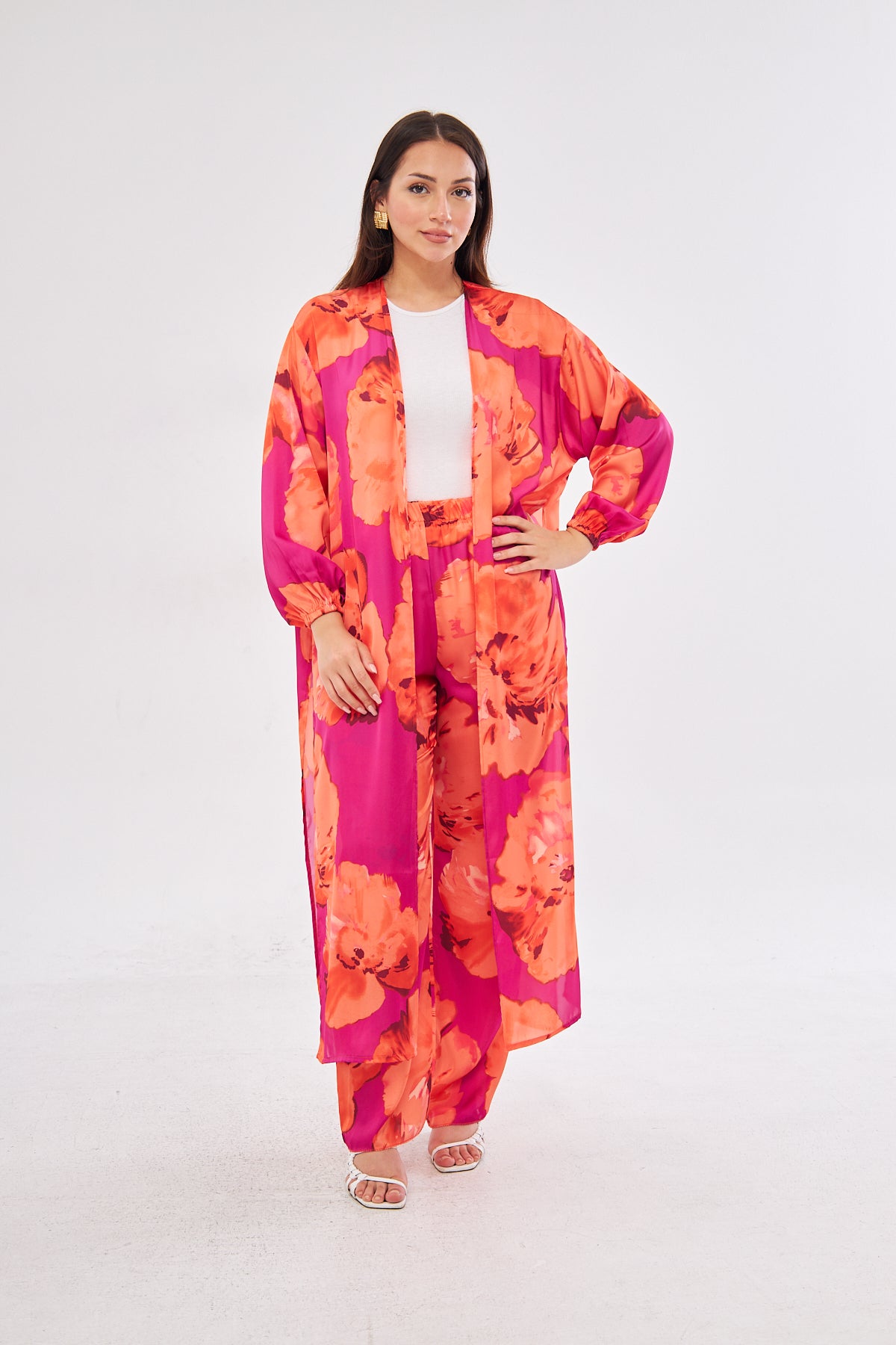 Hana All Over Floral Print Coat and Pants Set