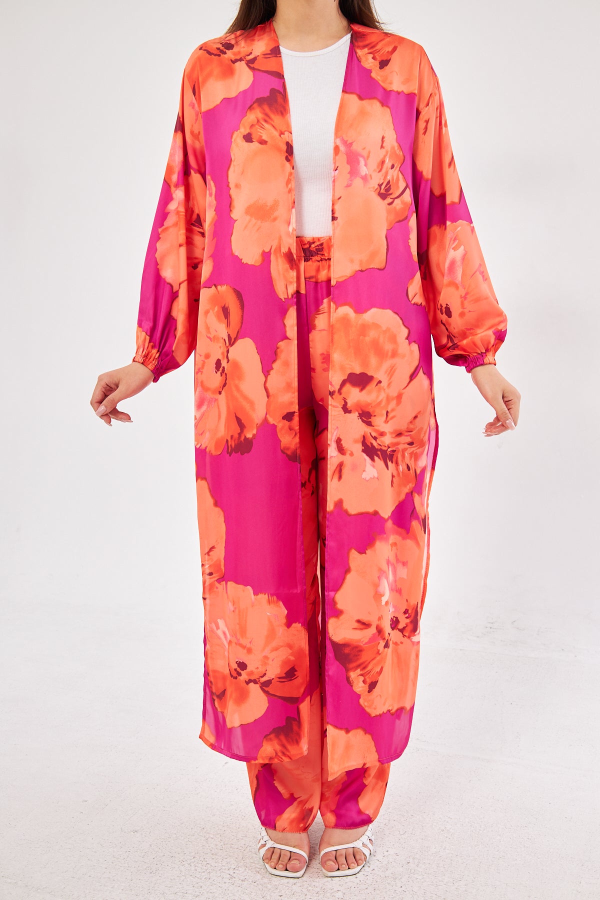Hana All Over Floral Print Coat and Pants Set