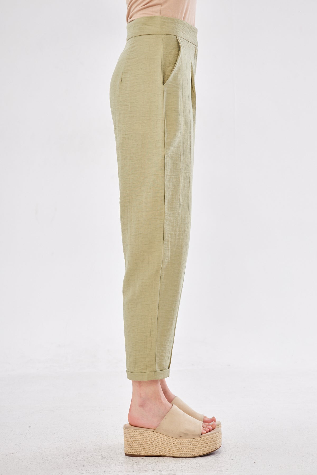 Corduroy Tapered Pants- Light Green