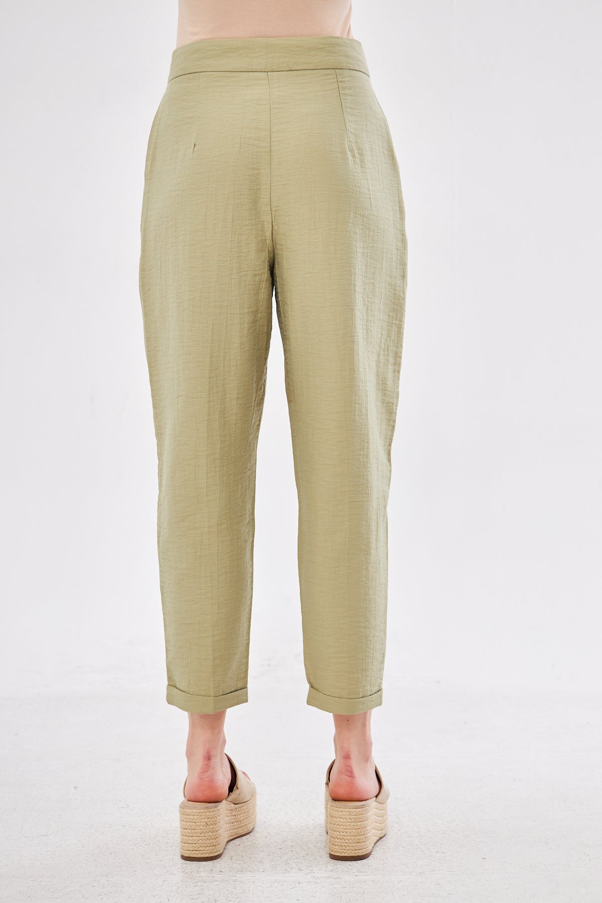 Corduroy Tapered Pants- Light Green