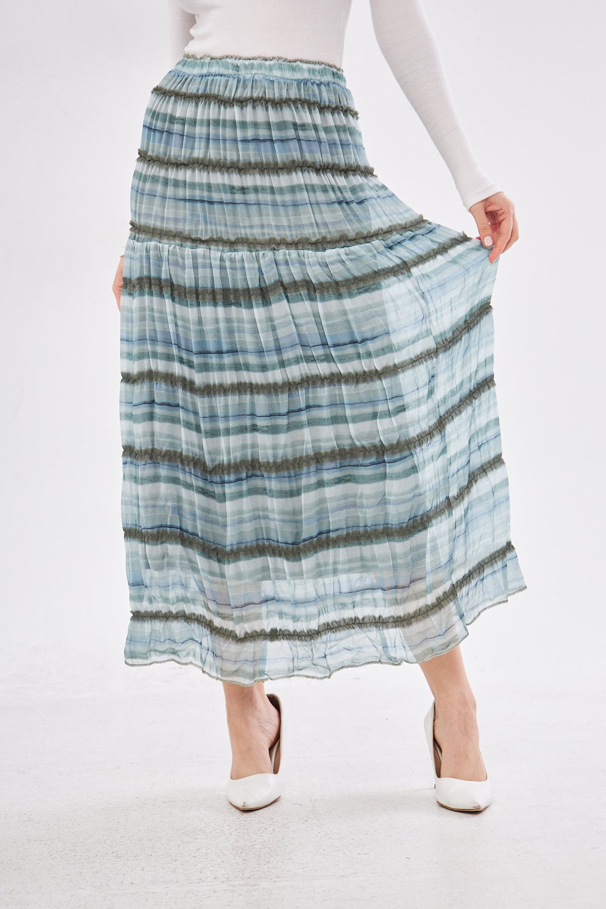 Aliya Pleated Skirt- Blue