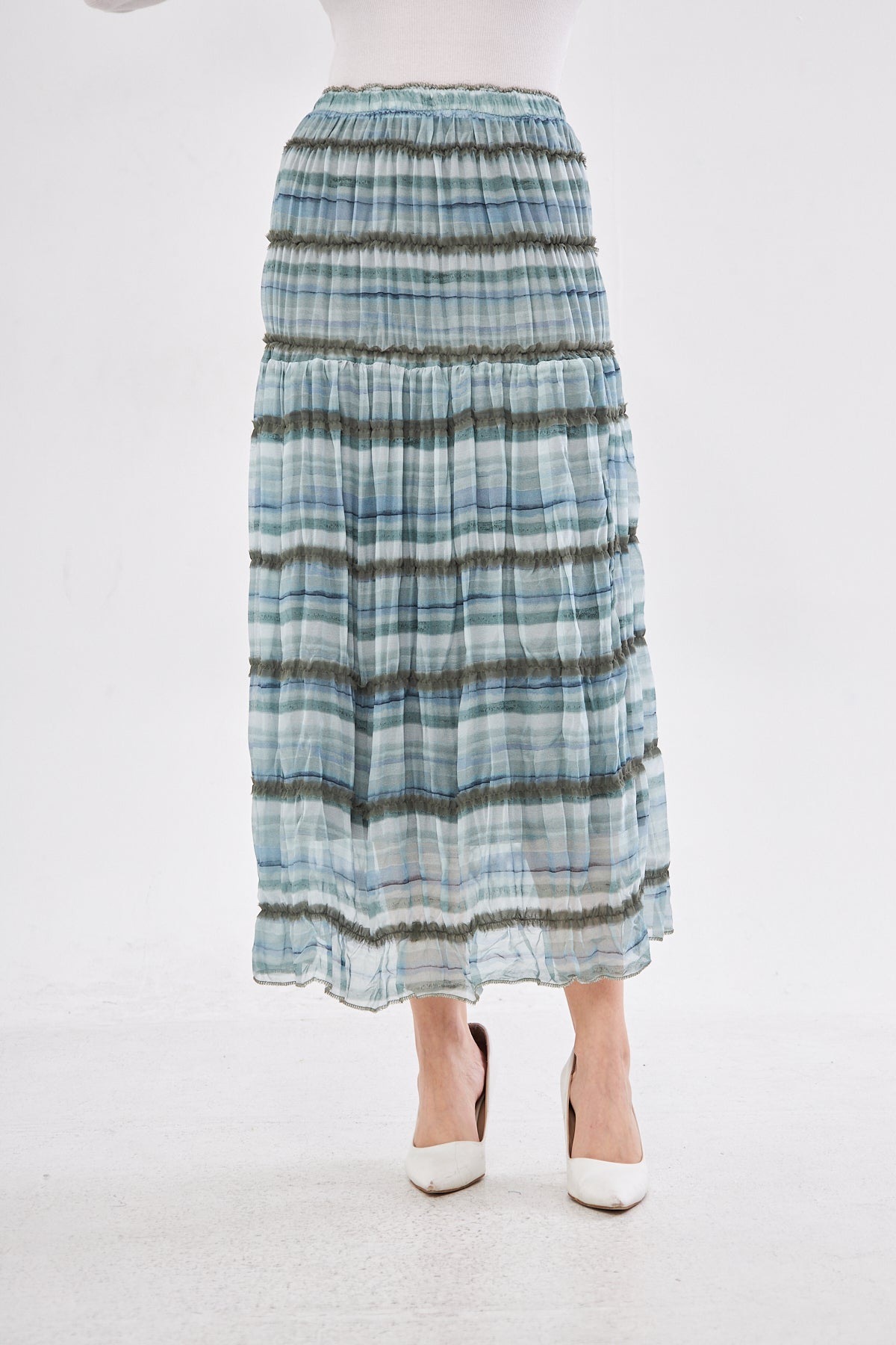 Aliya Pleated Skirt- Blue