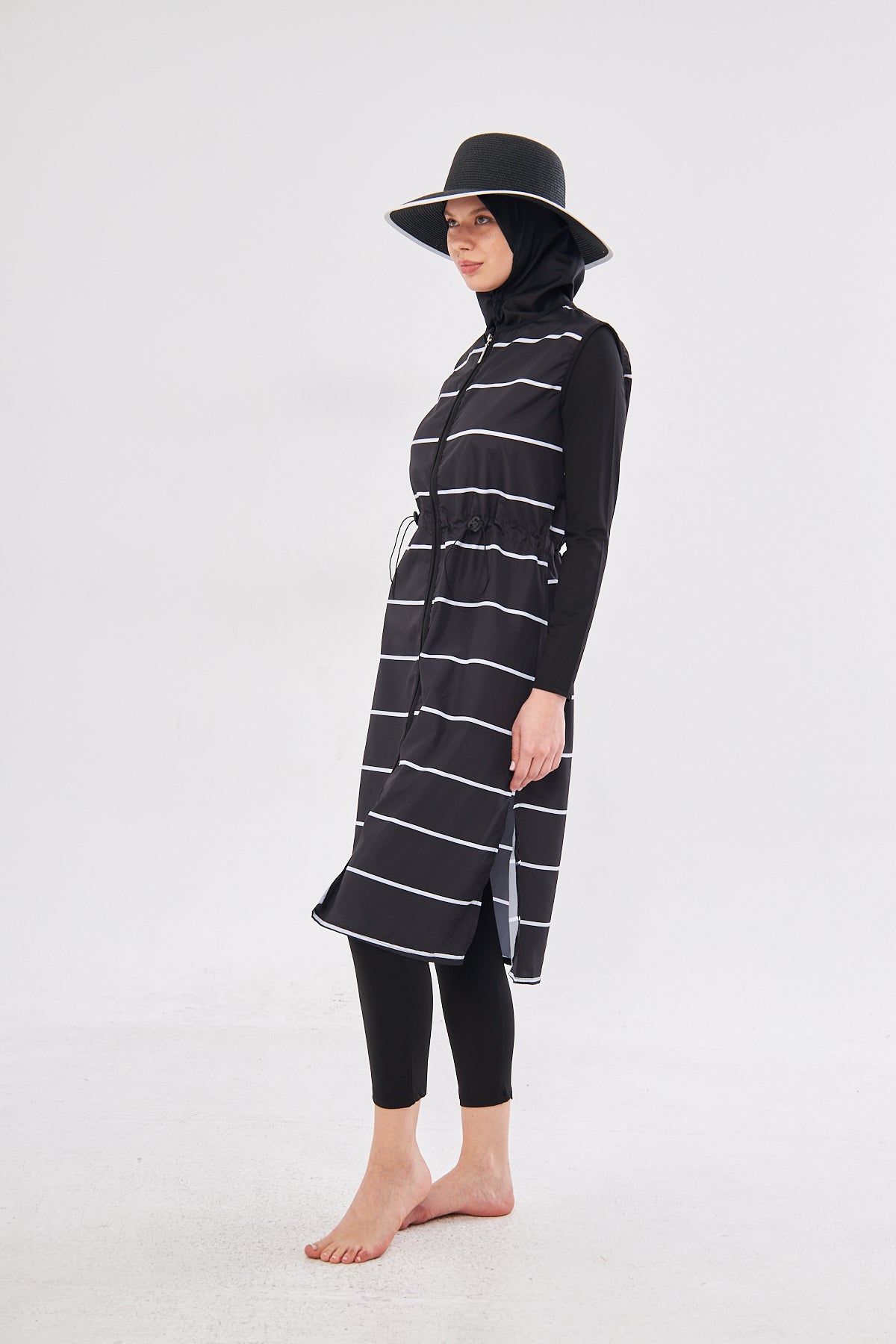 Elise Striped Burkini - Black & White