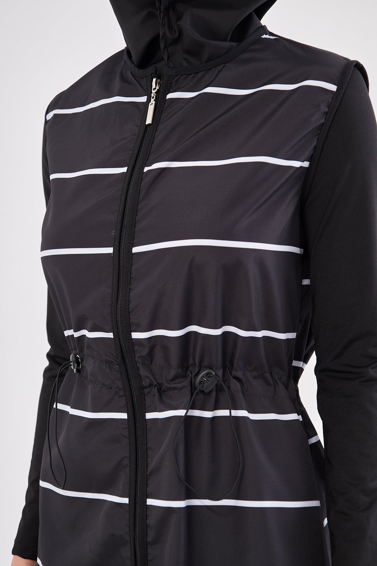 Elise Striped Burkini - Black & White