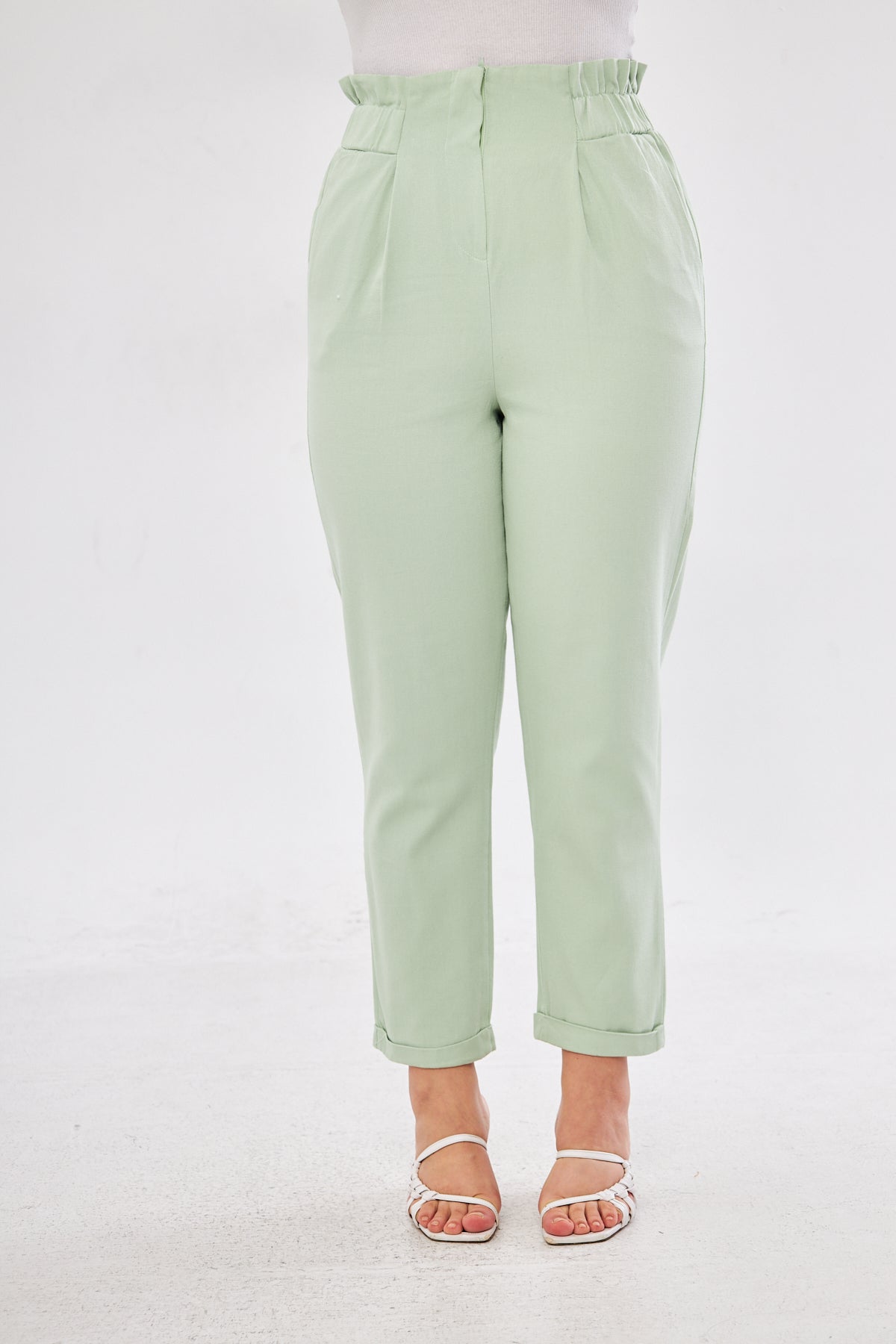 Pleated Pants- Light Olive