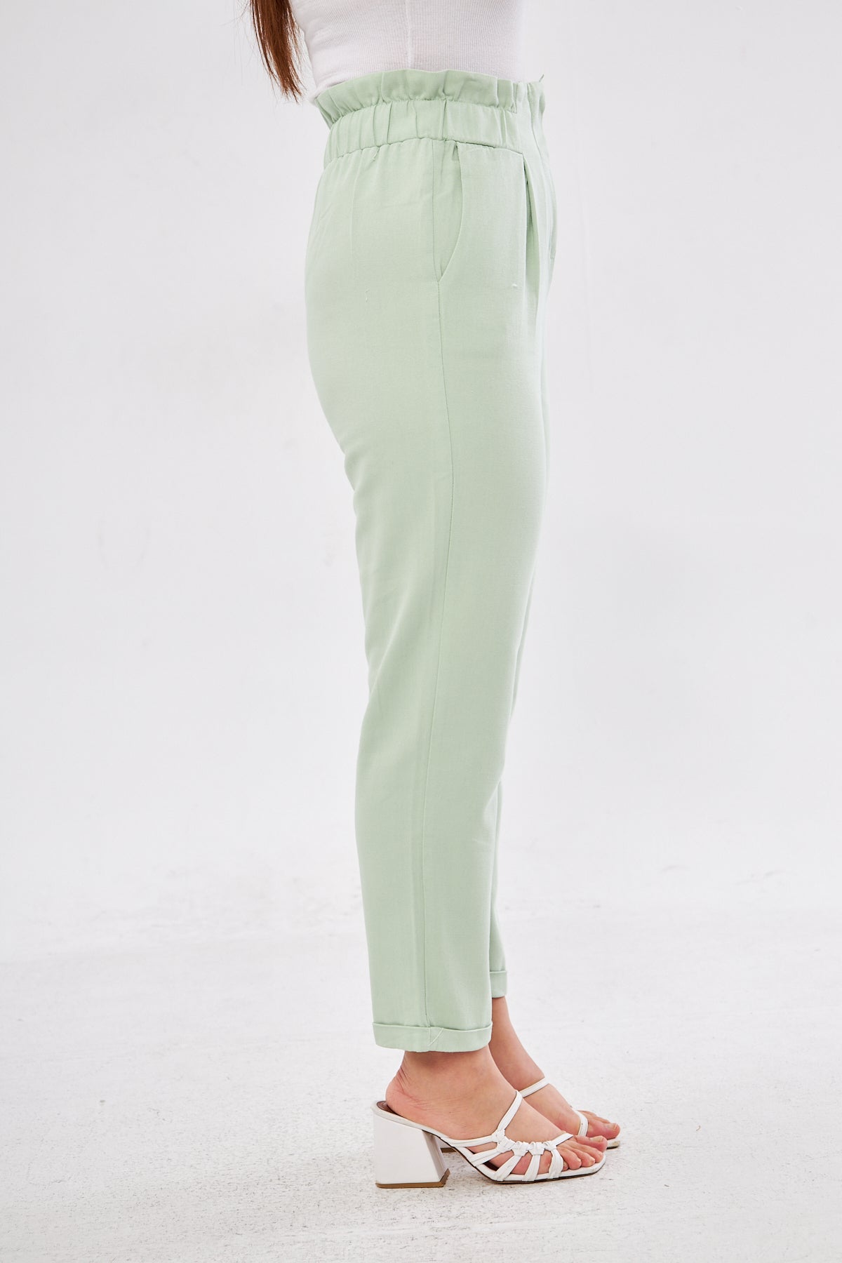 Pleated Pants- Light Olive
