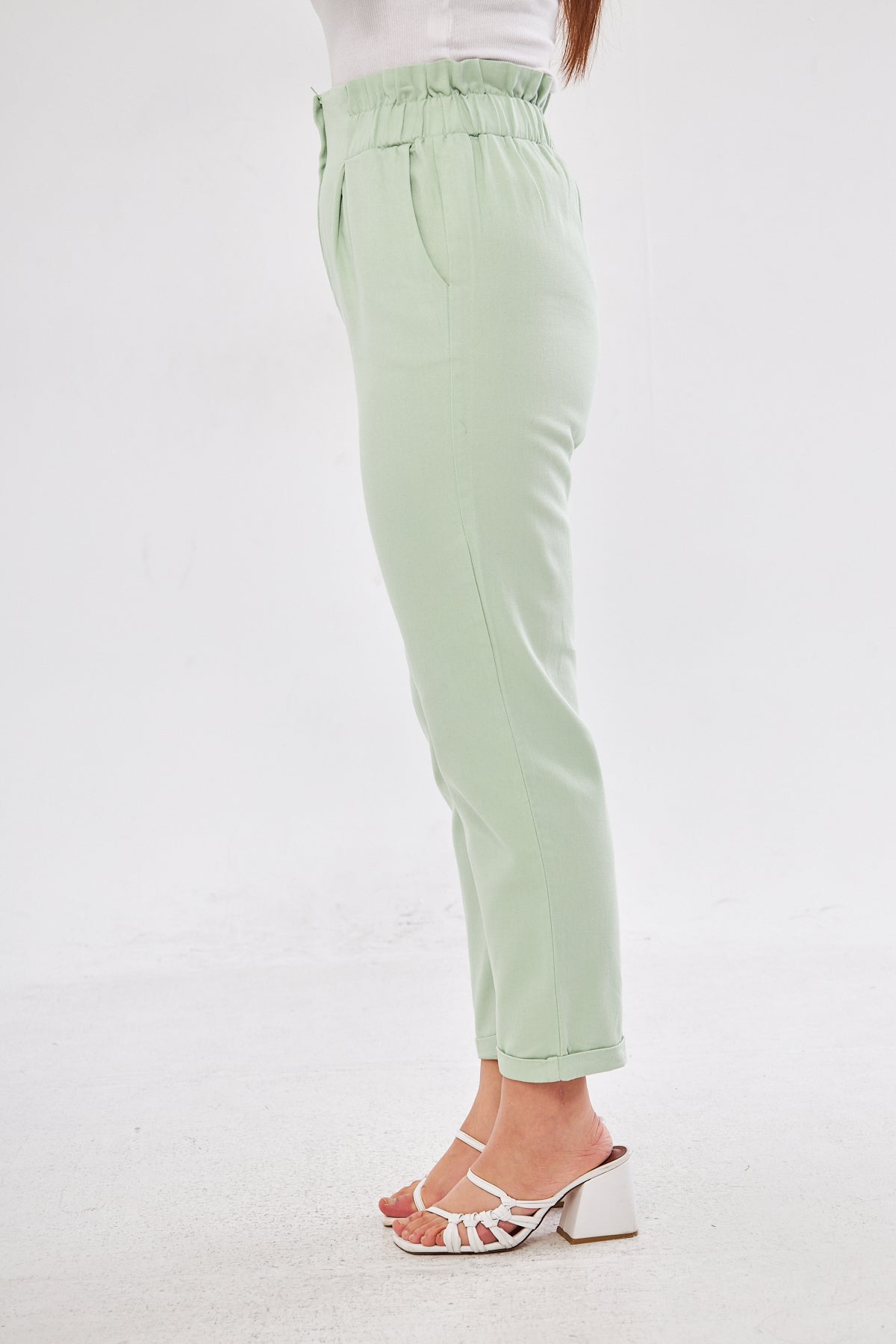 Pleated Pants- Light Olive