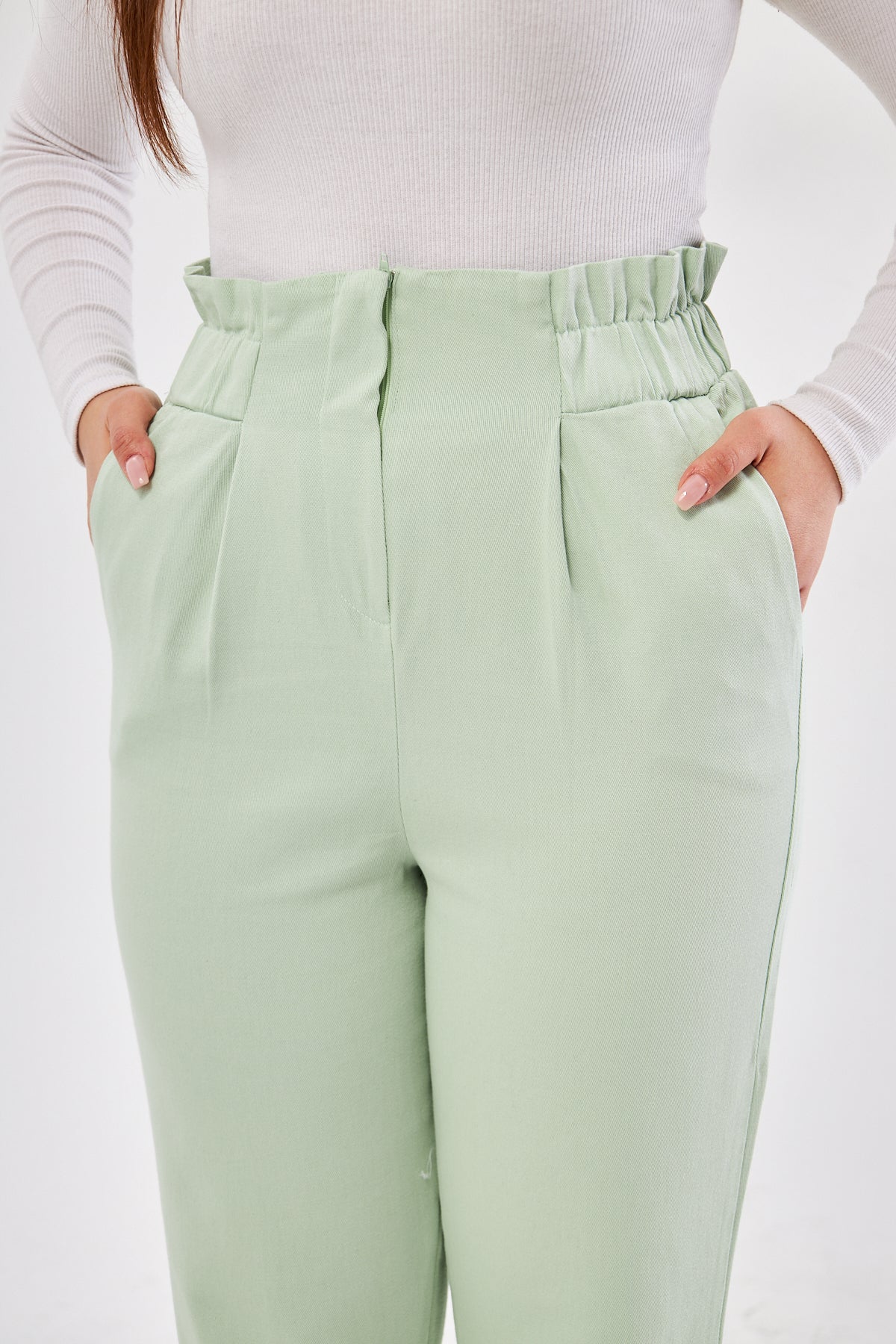 Pleated Pants- Light Olive