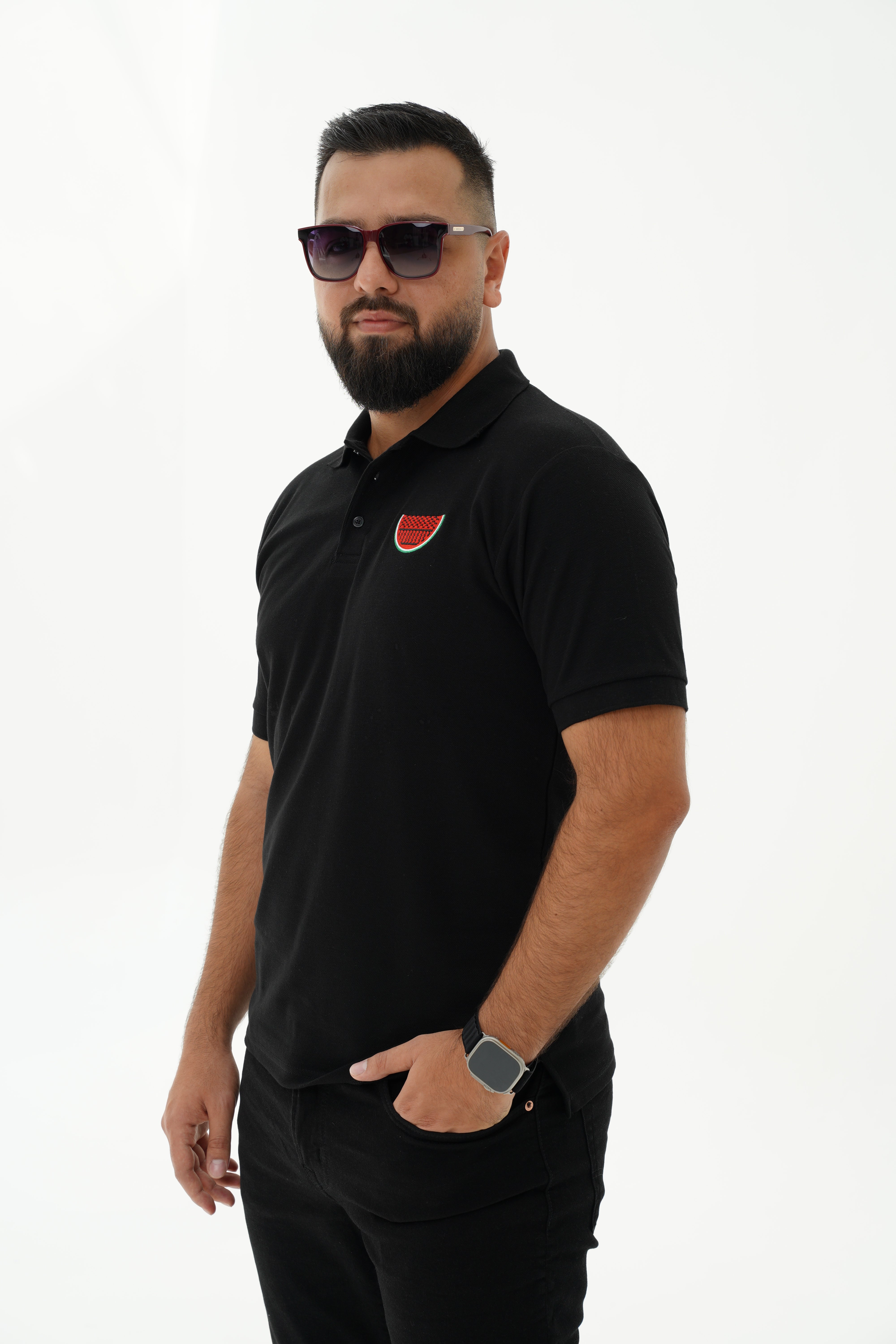Palestine Watermelon Men's Polo T-Shirt - Black