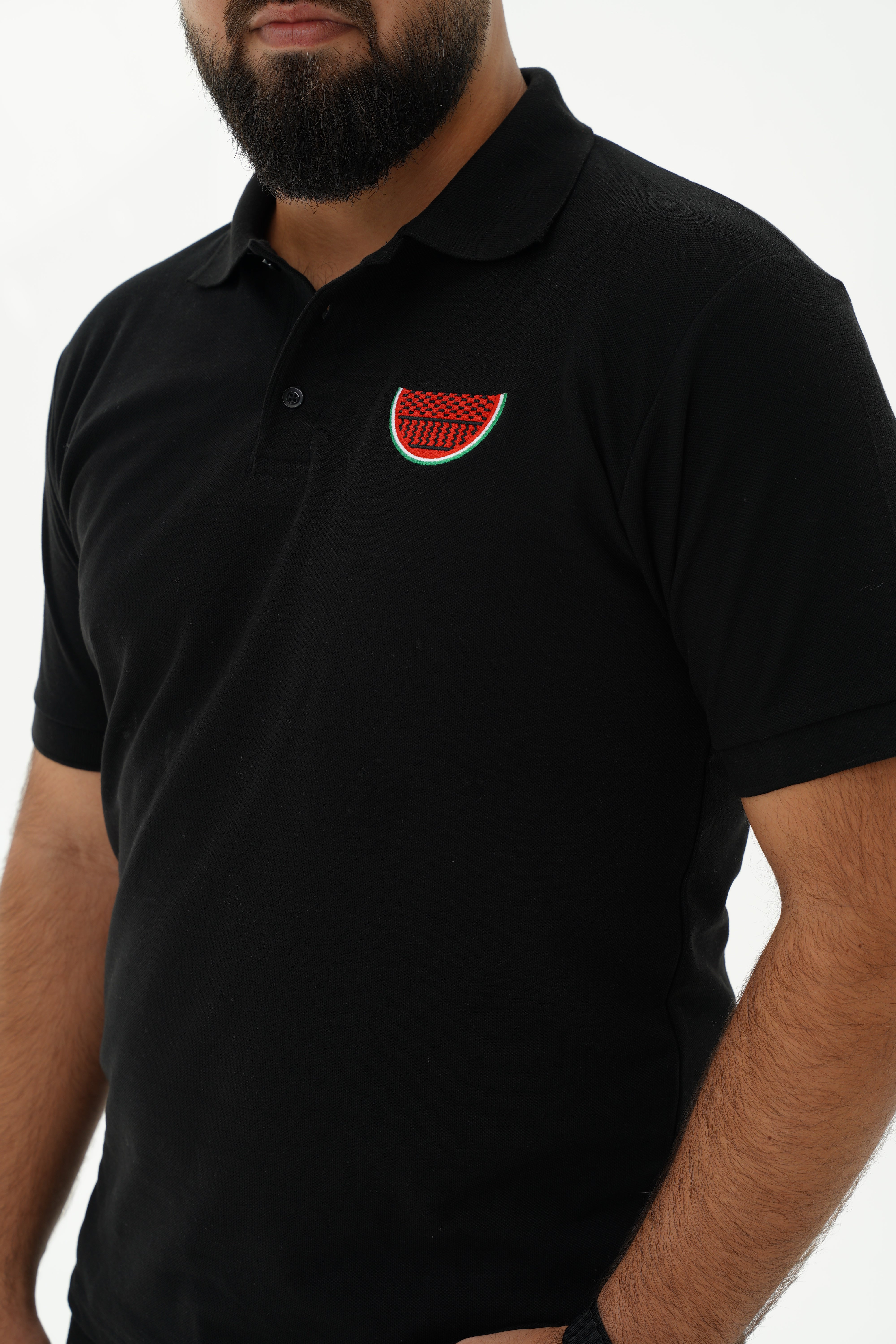 Palestine Watermelon Men's Polo T-Shirt - Black