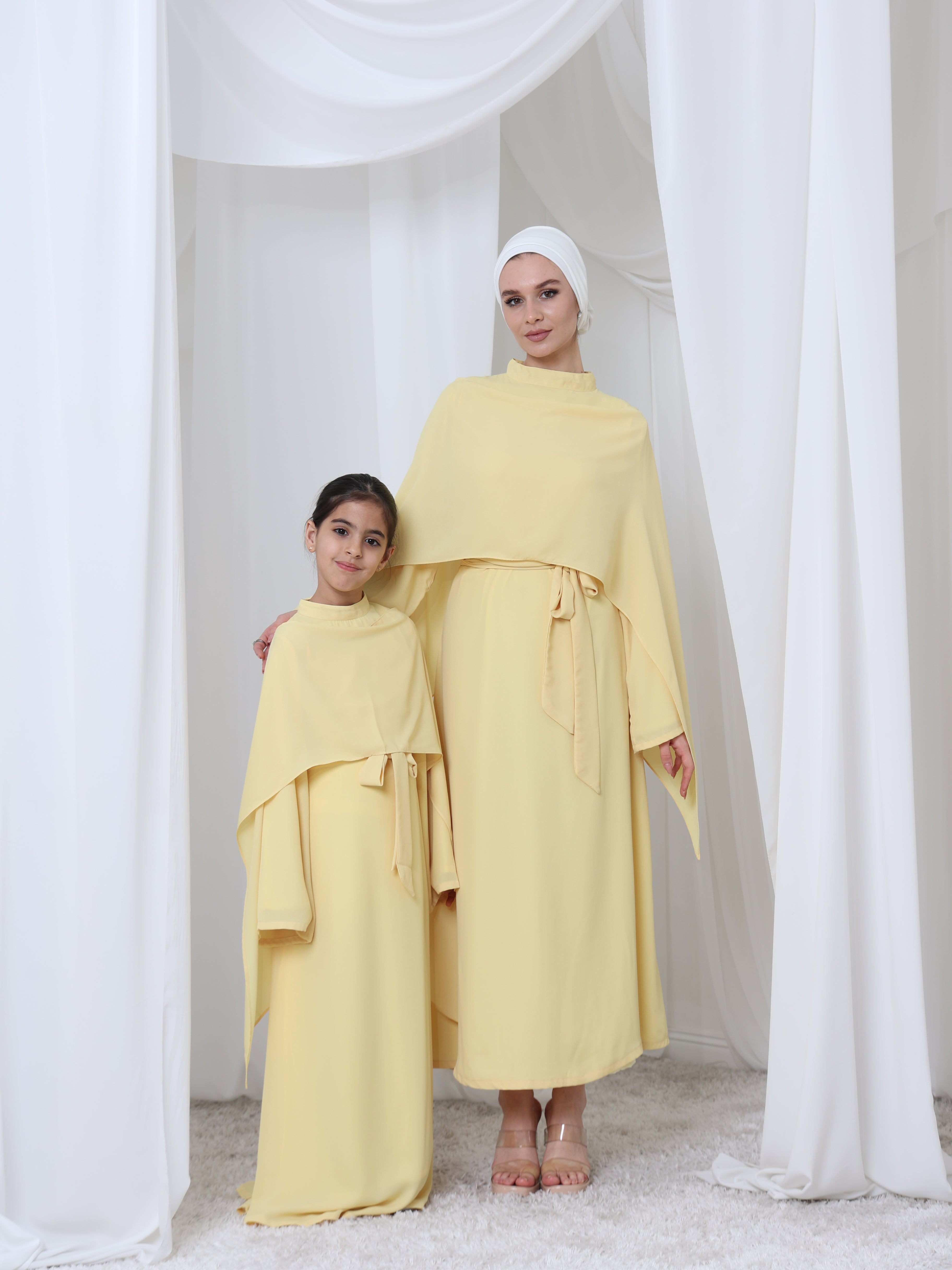 MOMMY & ME - SAFA CAPE KIDS SET - BUTTER YELLOW